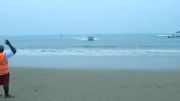 برخورد شدید قایق موتوری با ساحل