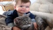 Baby and his cat:))