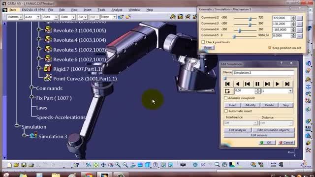 حرکت ربات در محیط DMU Kinematics نرم افزار CATIA