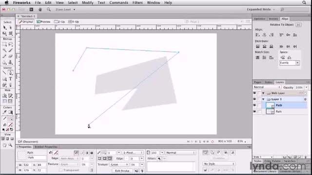 فیلم آموزش  Drawing vector shape  - Lynda Fireworks CS6