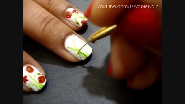 ویدئوی آموزش طراحی گل شقایق بر روی ناخن