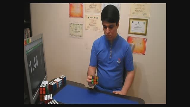 حل مکعب روبیک با یکدست توسط محمدرضا کریمی در12ثانیه