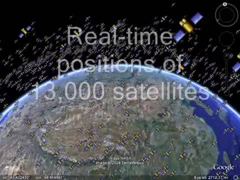 موقعیت ماهواره های زمین در گوگل ارث
