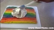 آموزش تهیه و تزئین کیک در روزمنو  - رولت رنگین کمان