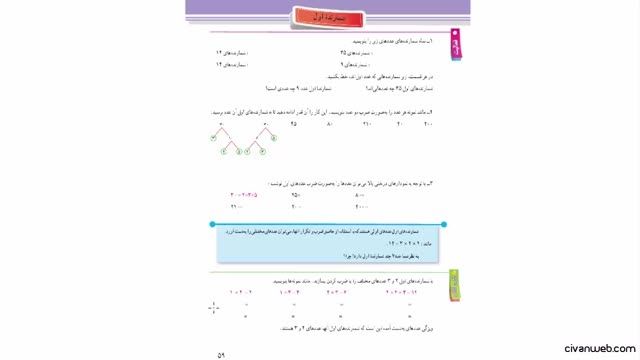 حل فعالیت 1 و2 صفحه 59 کتاب ریاضی پایه هفتم