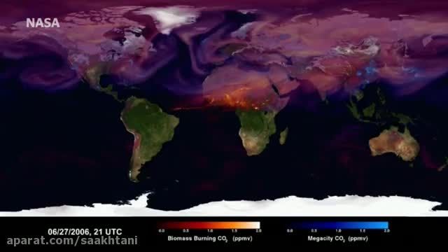 شبیه سازی انتشار دی اکسید کربن در کره زمین - ناسا