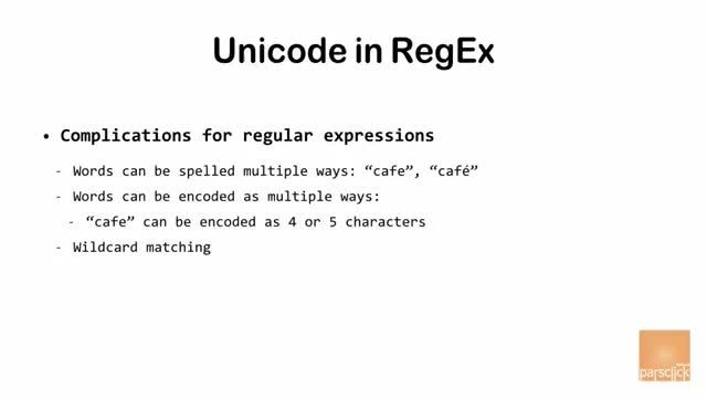 مشکلات Unicode در RegEx عبارت با قاعده