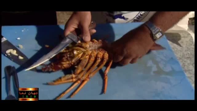 طبخ خرچنگ لابستر بصورت زنده