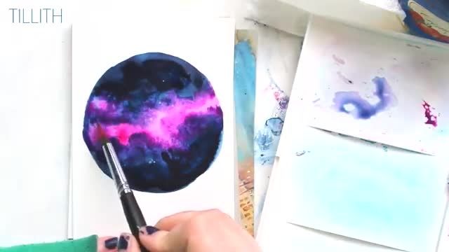نقاشی کهکشان با آبرنگ