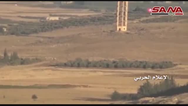 حومه دمشق - انهدام تانک و خودروی النصره با موشک کورنت