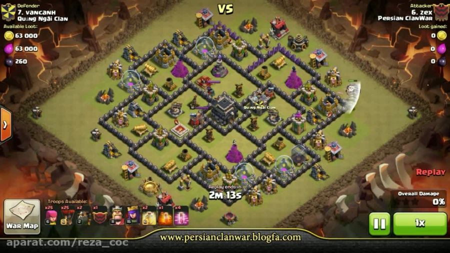 Clash of Clans - 3 Stars Attack TH9 - Lavaloon