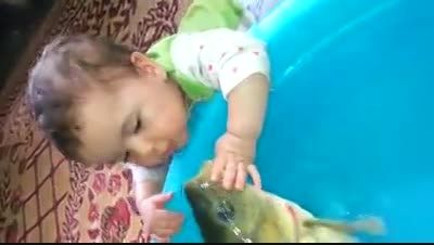 لب بازی ماهی با بچه حتما ببینید
