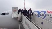 کاروان بارسلونا در فرودگاه میلان