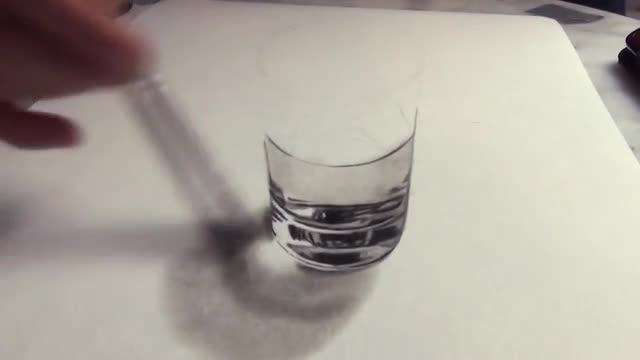 نقاشی سه بعدی از لیوان