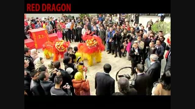 نمایش رقص شیر به مناسبت عید بهار چین در سفارت چین