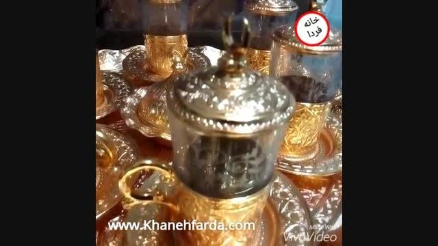 سرویس چای خوری 6 نفره طلایی فلزی sena  ترکیه