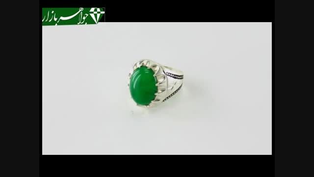 انگشتر عقیق سبز خوش رنگ درشت مردانه - کد 6927