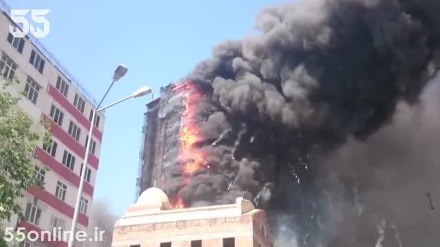 آتش سوزی بزرگ برج 16 طبقه در باکو