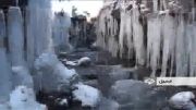 چشمه آبگرم در کنار آبشار یخی در اردبیل