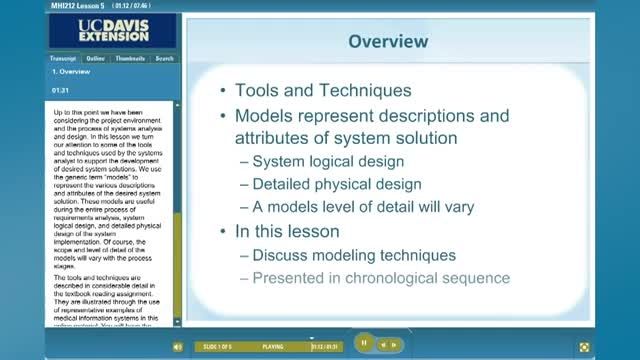 HIS Analysis and Design Course Sample - UC Davis Extens