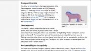 تفاوت وزن ببر و شیر از زبان ویکی پدیا