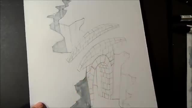 نقاشی یک پل به صورت سه بعدی