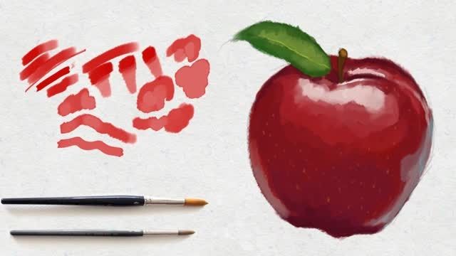 آموزش رایگان طراحی یک سیب با براش هایی طبیعی در فتوشاپ