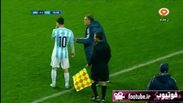 دستور مسی برای تعویض ماسکرانو در بازی با پاراگوئه