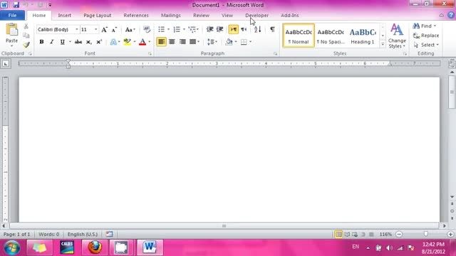 How to insert combo box into a word document