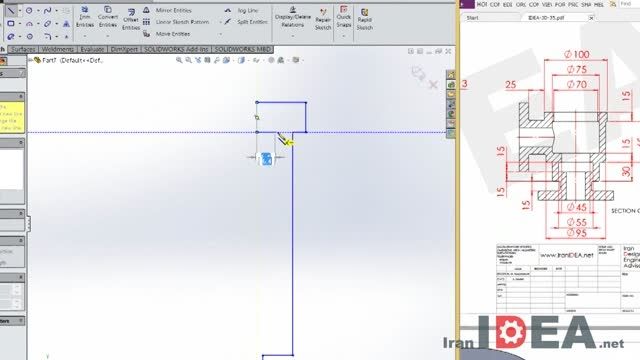 آموزش SolidWorks- محیط Part-تمرین شماره 35