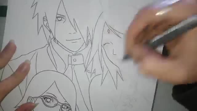 نقاشی مانگا 08 Uchiha Family (Sasuke, Sakura and Sarada