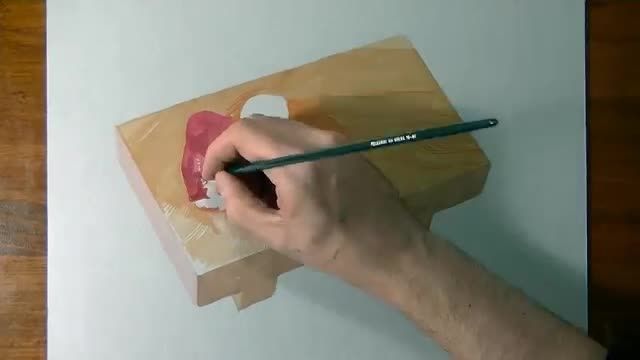 نقاشی  مارچلو از سوشی روی تخته چوبی
