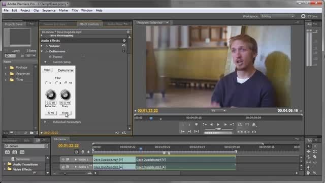 حذف صدای هوم و نویز از ویدئو در Adobe Premiere