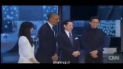 استقبال ژاپنی ها از اوباما به با ربات آسیمو هوندا*شهرآپ