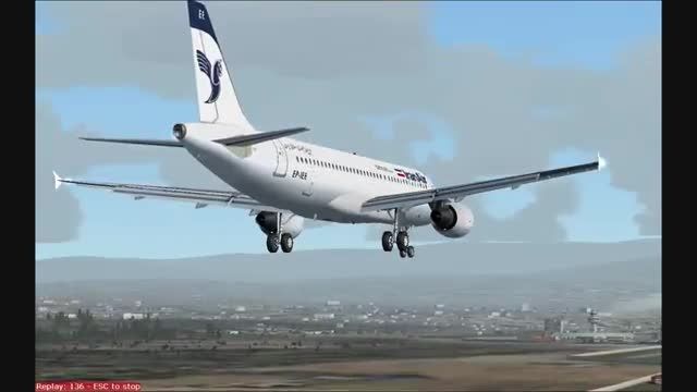 فرود ایرباس A320 ایران ایر در فرودگاه ایروان شبیه ساز