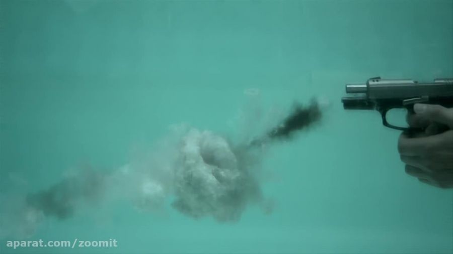 ویدئوی اسلوموشن شلیک گلوله زیر آب (27000 فریم بر ثانیه)