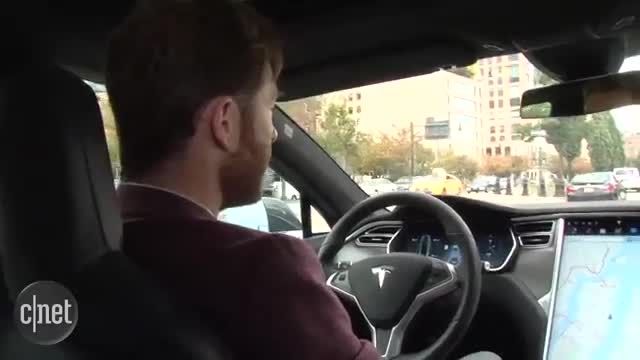 Going for a ride in a Tesla Model S on Autopilot