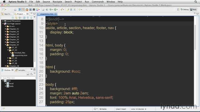 فیلم آموزش Organizing Styles - CSS: Page Layouts