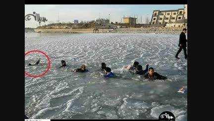 لحظه غرق  شدن دو دختر در دریاچه شورابیل