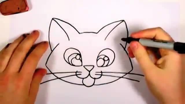 نقاشی زیبا گربه + آموزش ساده نقاشی به کودکان