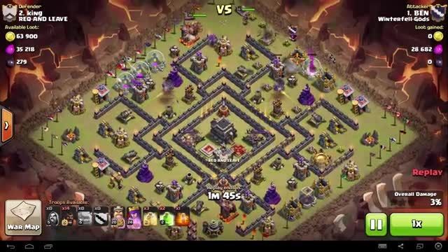 Clash of Clans - TH9 - GoHo - War 80 vs Req and Leave-