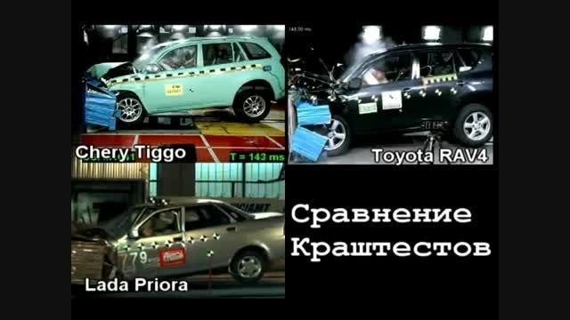 تست تصادف Toyota RAV4  Chery Tiggo  Lada Priora