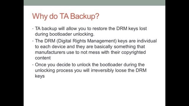 Backup TA partition (DRM keys) on Xperia Z, Z1 etc.