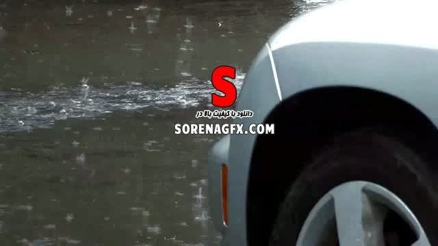 دانلود فوتیج با موضوع بارش باران و نمایی از اتومبیل