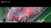 Polish football_soccer fan set on fire by stadium secur