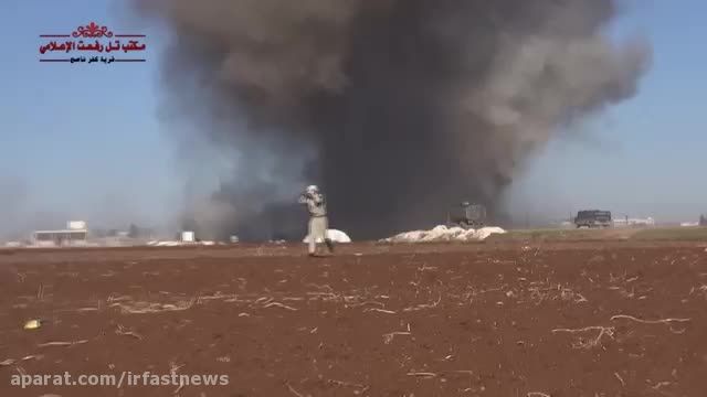 لحظه انفجار تانکر های نفت داعش بعد از حمله روسیه