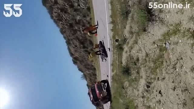 ثبت لحظه تصادف موتورسوار در دوربین گوپرو