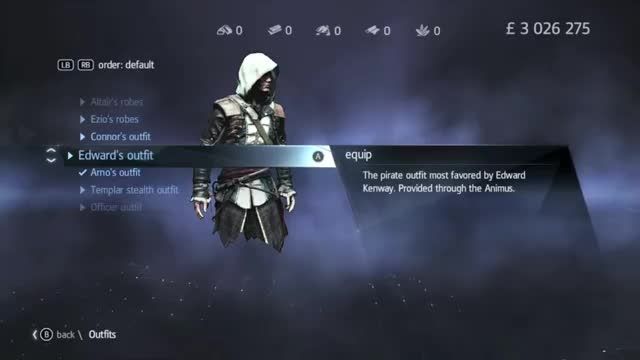 legecy outfits in assassins creed rogue