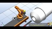سیموله تمیز کاری خط تولید لوله های چدنی با  robotstudio توسط ربات abb