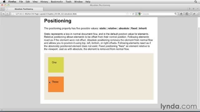 فیلم آموزش Absolute Positioning - CSS: Page Layouts
